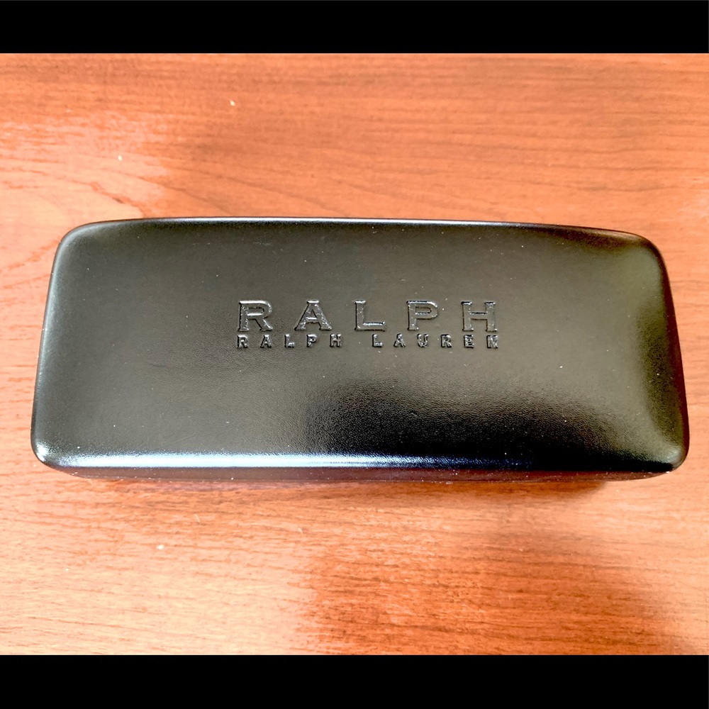 Ralph Lauren brand black leather large size hard sunglasses case just like new